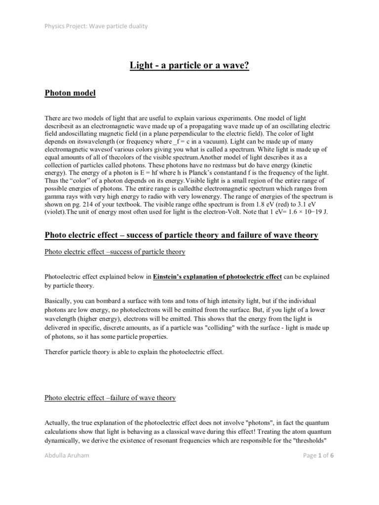 Physics Wave Pdf Photoelectric Effect Photon
