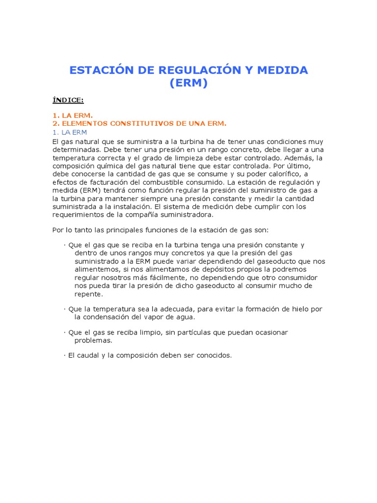 Estación De Regulación Y Medida De Gas Natural Pdf Gases Agua
