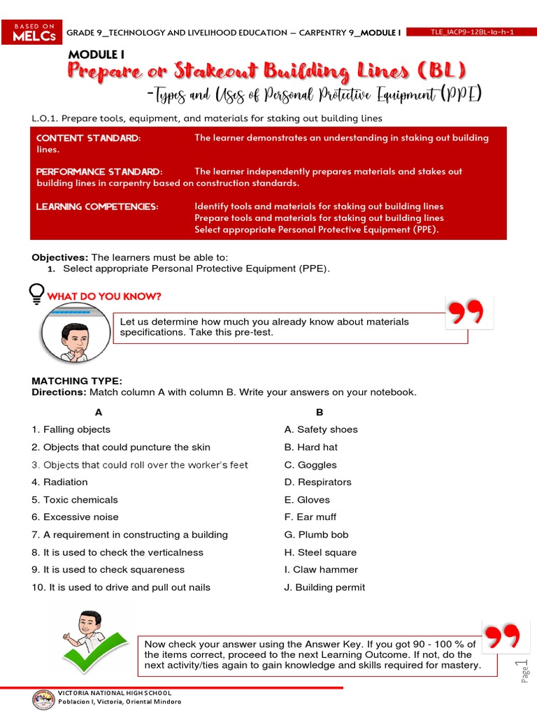 Lesson 5 types and uses of personal protective equipment with work