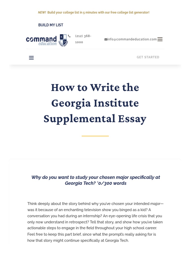 How To Write The Institute Supplemental Essay Command Education PDF