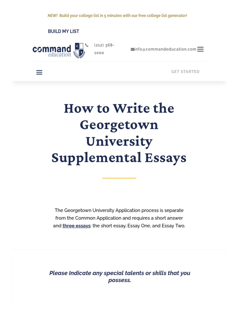 How To Write The Georgetown Supplemental Essays - Command Education ...