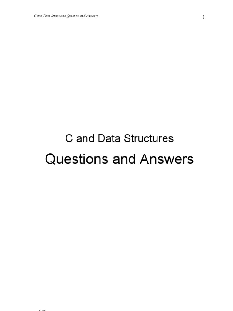 C And Data Structures Q And A Pdf Pointer Computer Programming