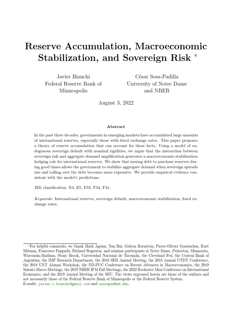 Reserves Macro Stabilization PDF Exchange Rate Macroeconomics