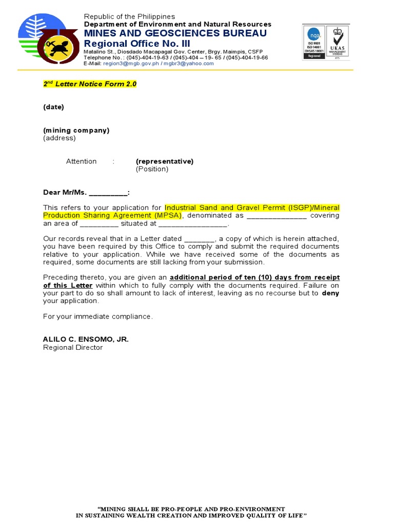 (SAMPLE) 2nd Letter Notice 2.0 | PDF