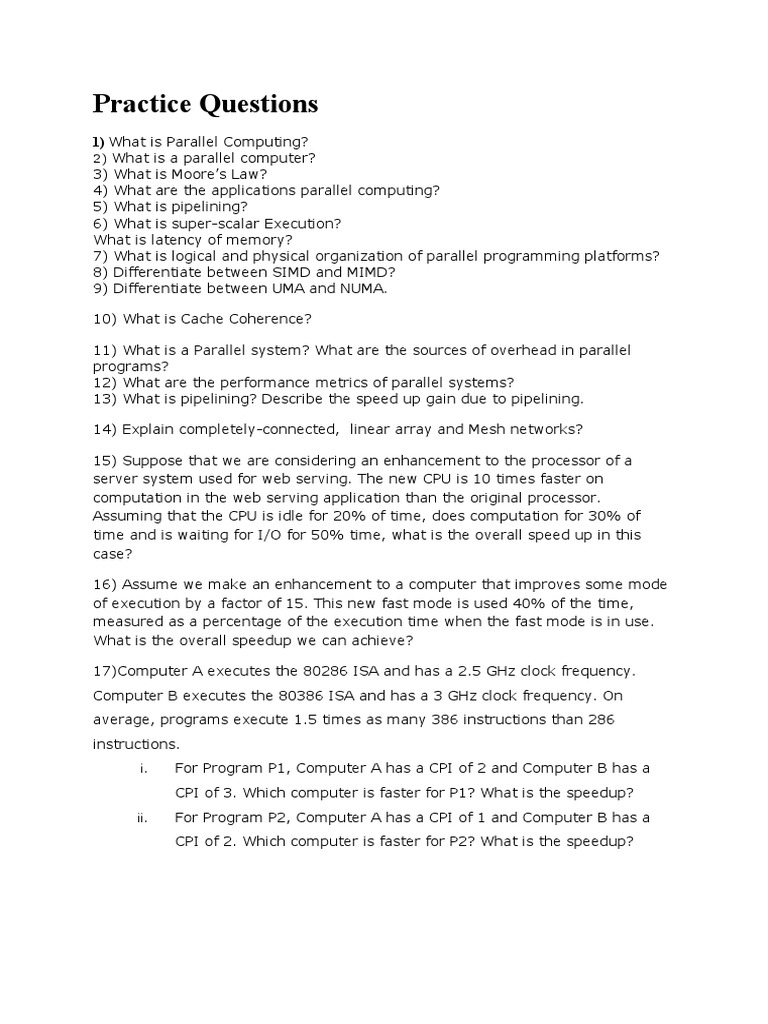 Parallel Processing Practice Questions | PDF