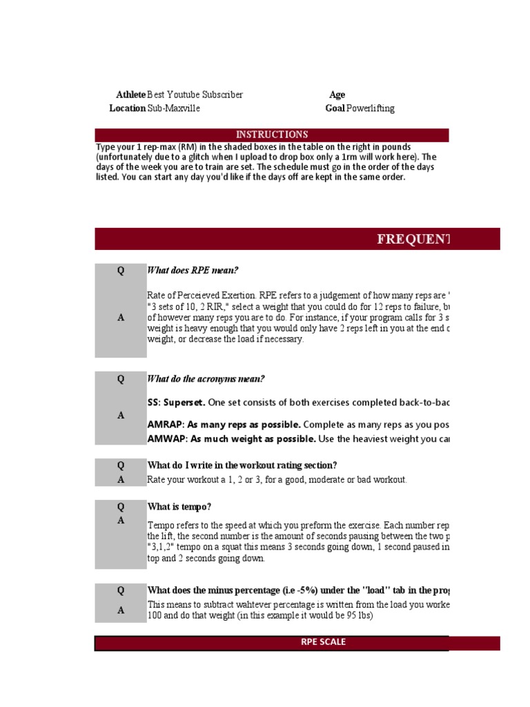 Brendan Tietz Powerlifting Program | PDF | Management Of Obesity ...
