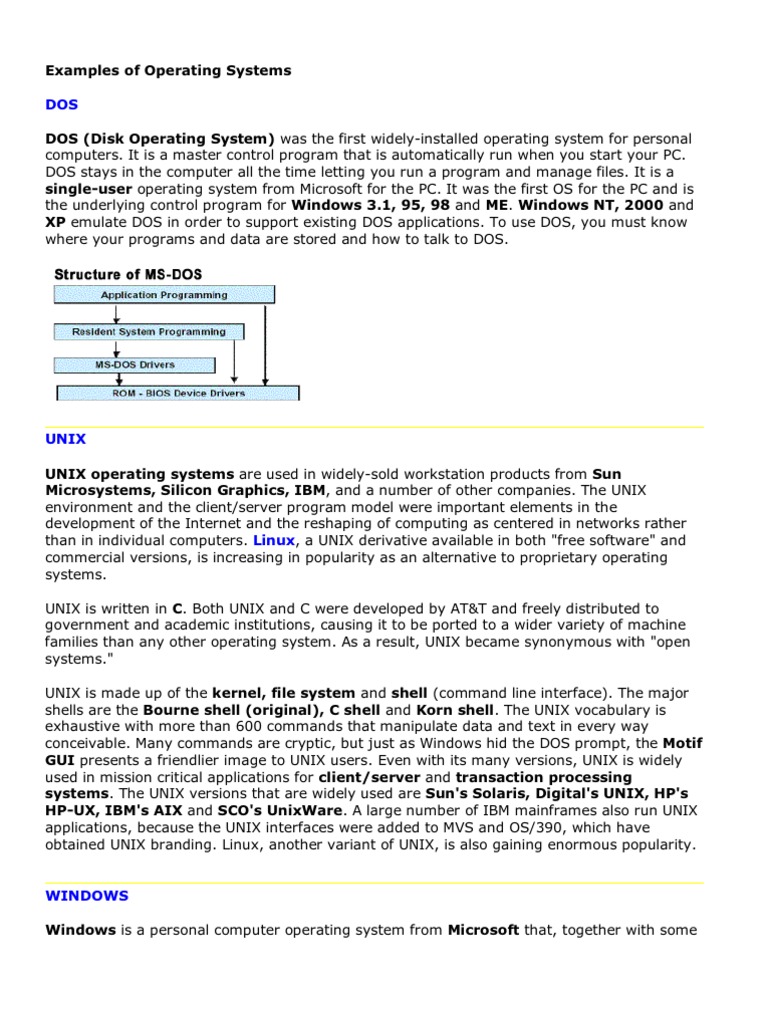 Examples of Operating Systems | PDF | Operating System | Graphical User ...