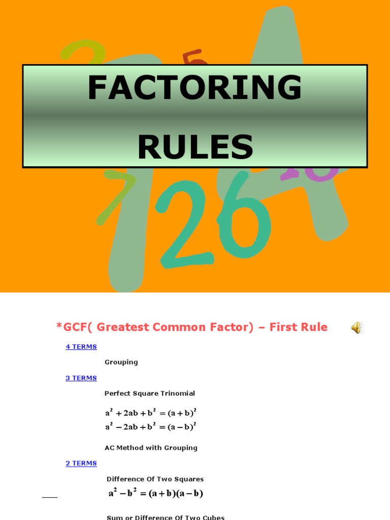 Complete Factoring Rules PDF Factorization Mathematical Analysis