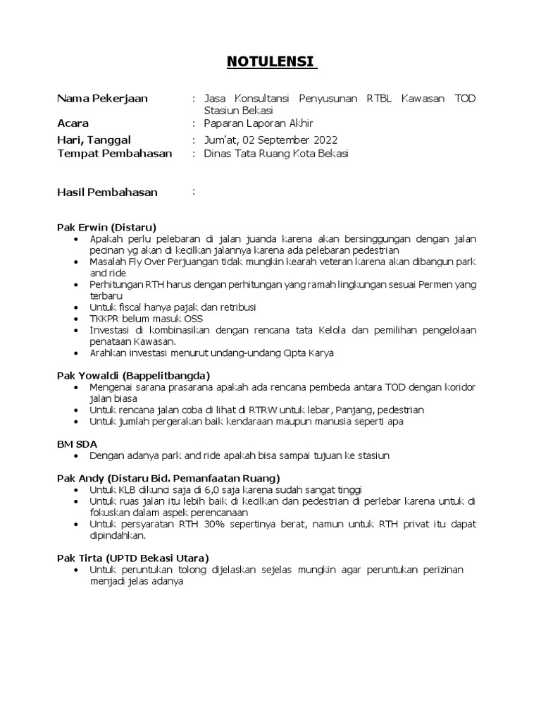 Konsultansi RTBL Kawasan TOD Bekasi | PDF