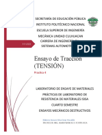 Reporte de Practica 4 Ensayo de Traccion PDF