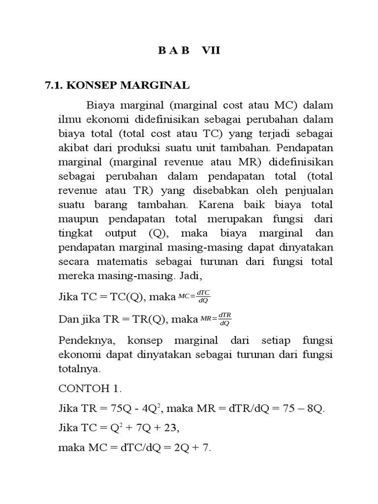 Biaya dan Pendapatan Marginal dalam Ekonomi | PDF