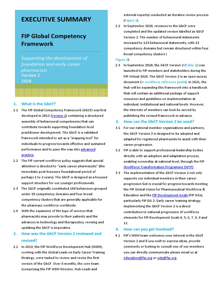 FIP Global Competency Framework 2020 | PDF | Health Care | Supply Chain