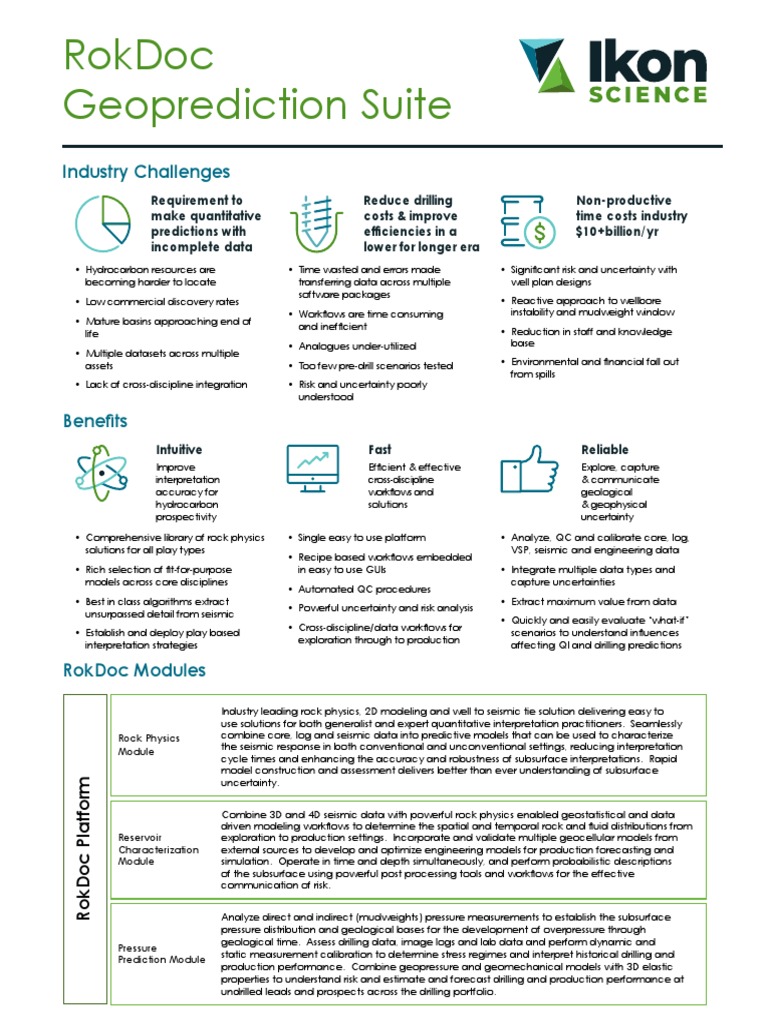 RokDoc-product-sheet-v12 | PDF | Reflection Seismology | Seismology