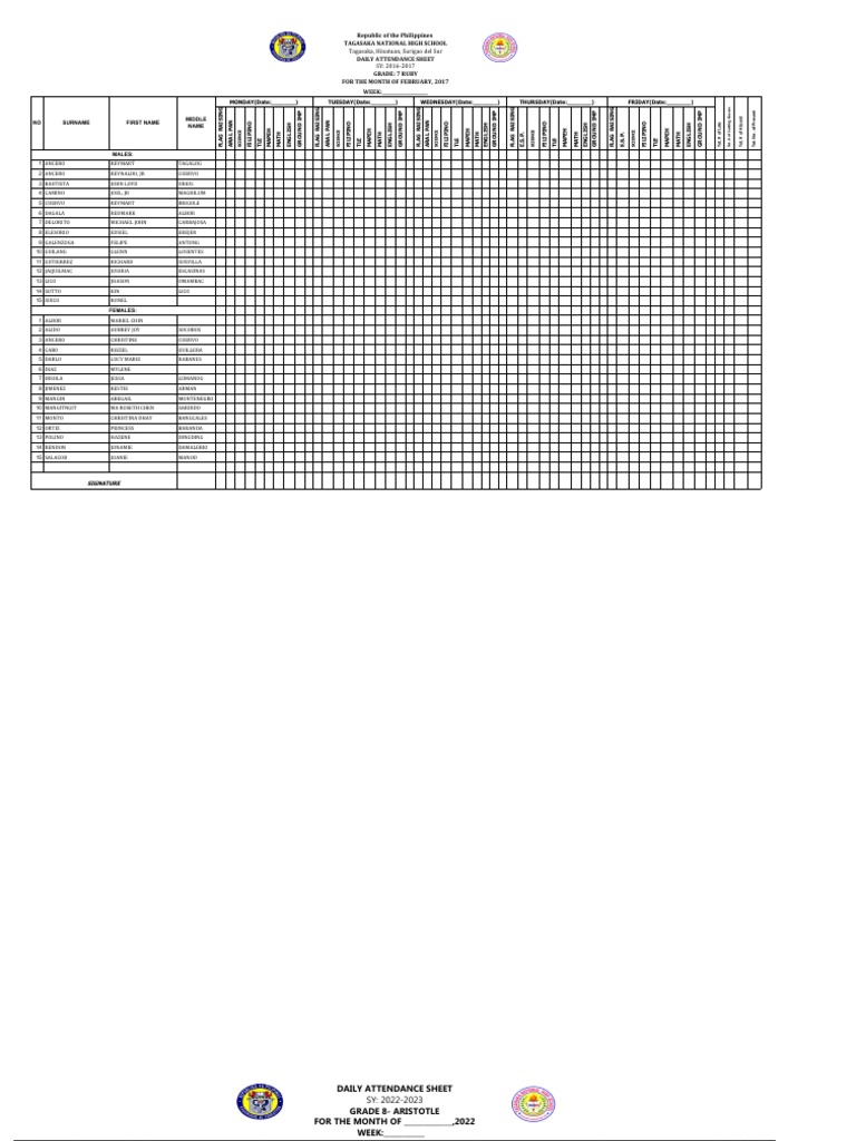 Daily Attendance Sheet | PDF | Cultural Assimilation | Interculturalism