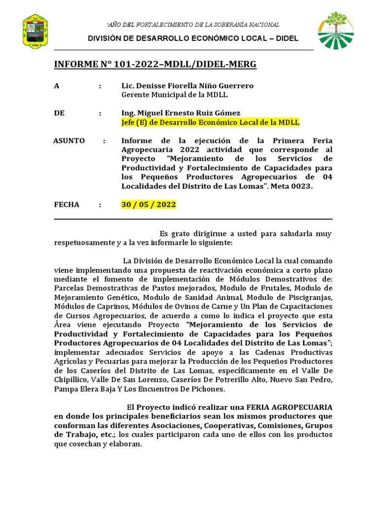 Informe Primera Feria Agropecuaria 2022 | PDF | Economias | Comida y bebida