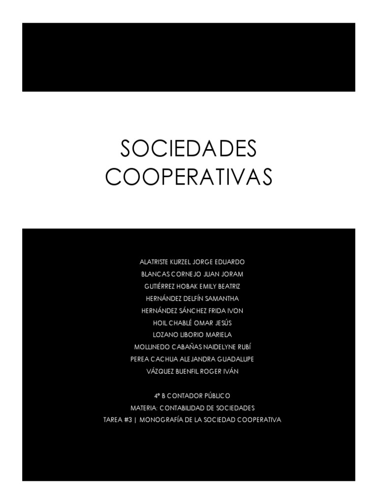 Tarea 3 Sociedades Cooperativas | PDF | Cooperativa | Sociedad