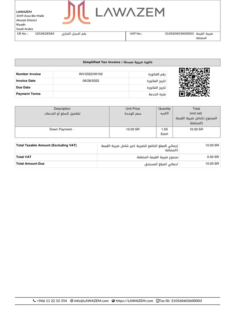 Simplified Tax Invoice Format KSA | PDF | Taxes | Government Finances
