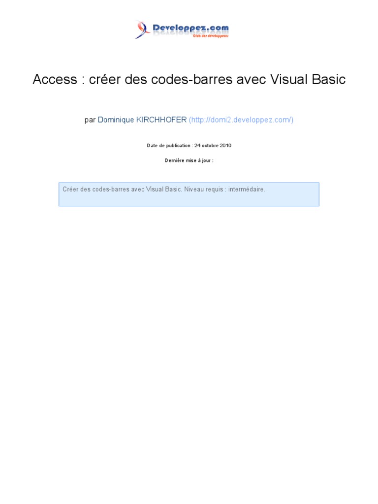 Codes Barre Vb Access