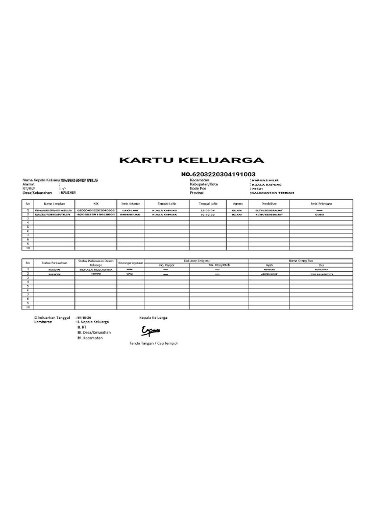 PDF Kartu Keluarga Kosong DL Page 0001 Picsay PDF