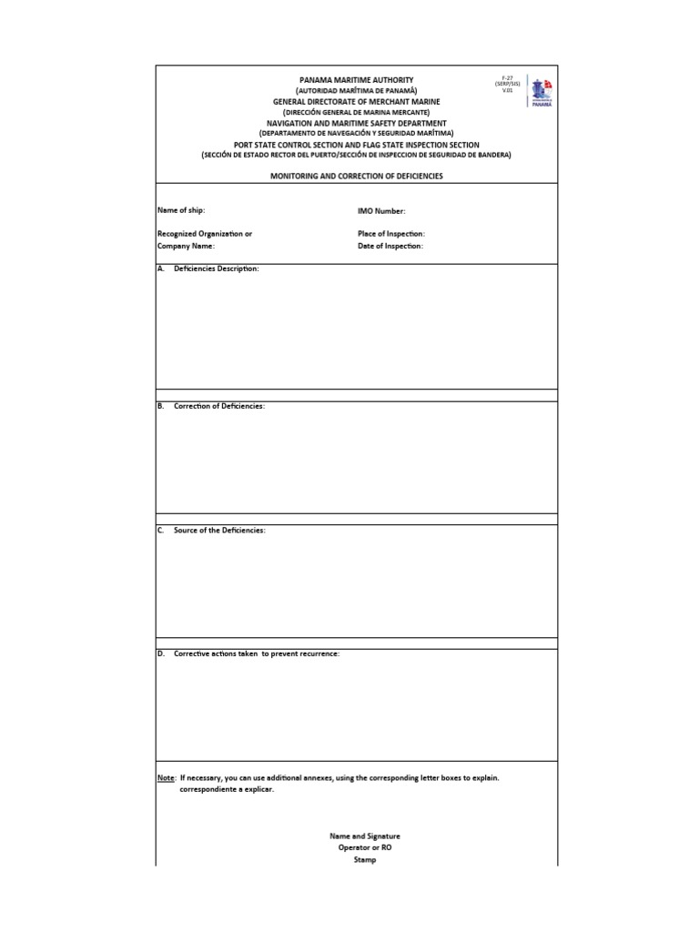 Annex 1 Correction of Deficiencies Reports Form F 27 PDF