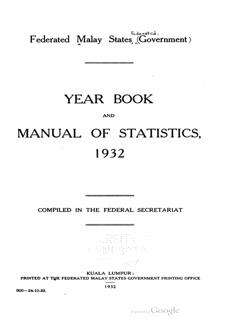 FMS (1932) Year Book & Manual of Statistics 1932 | PDF