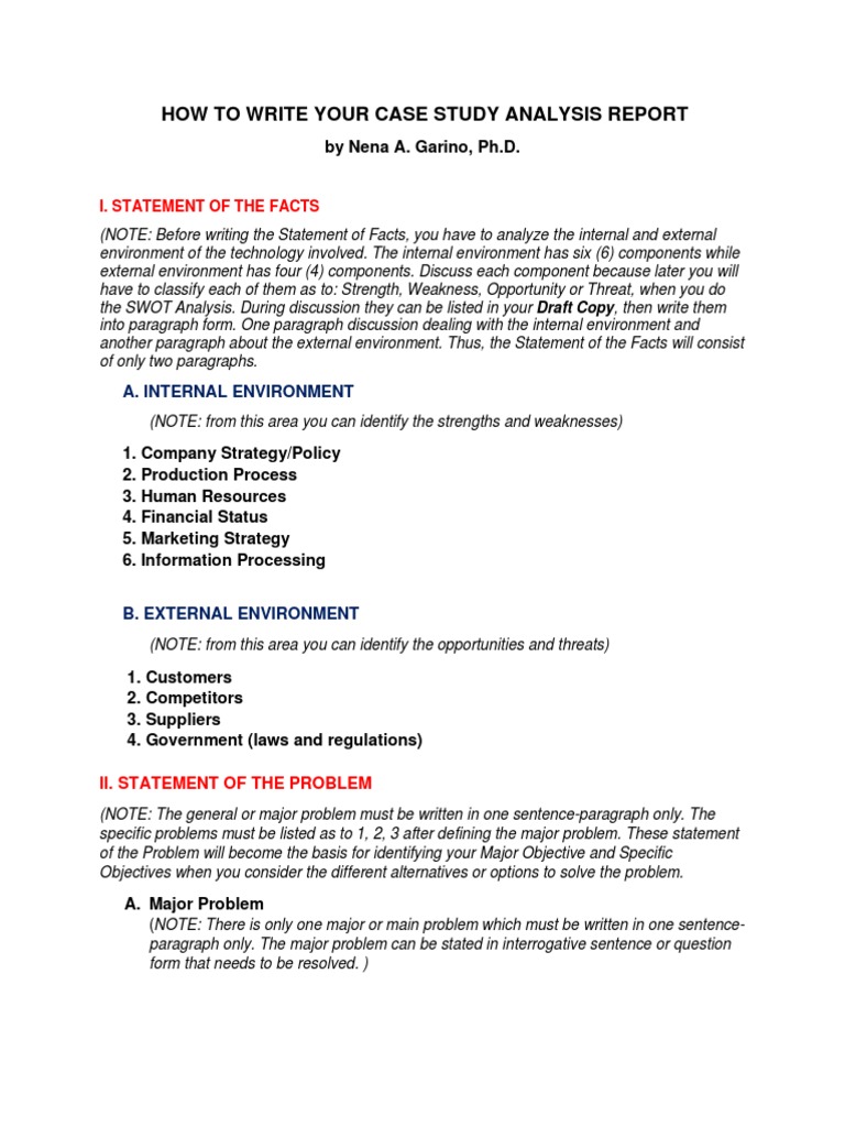 How To Write Your Case Study Analysis Report PDF Business