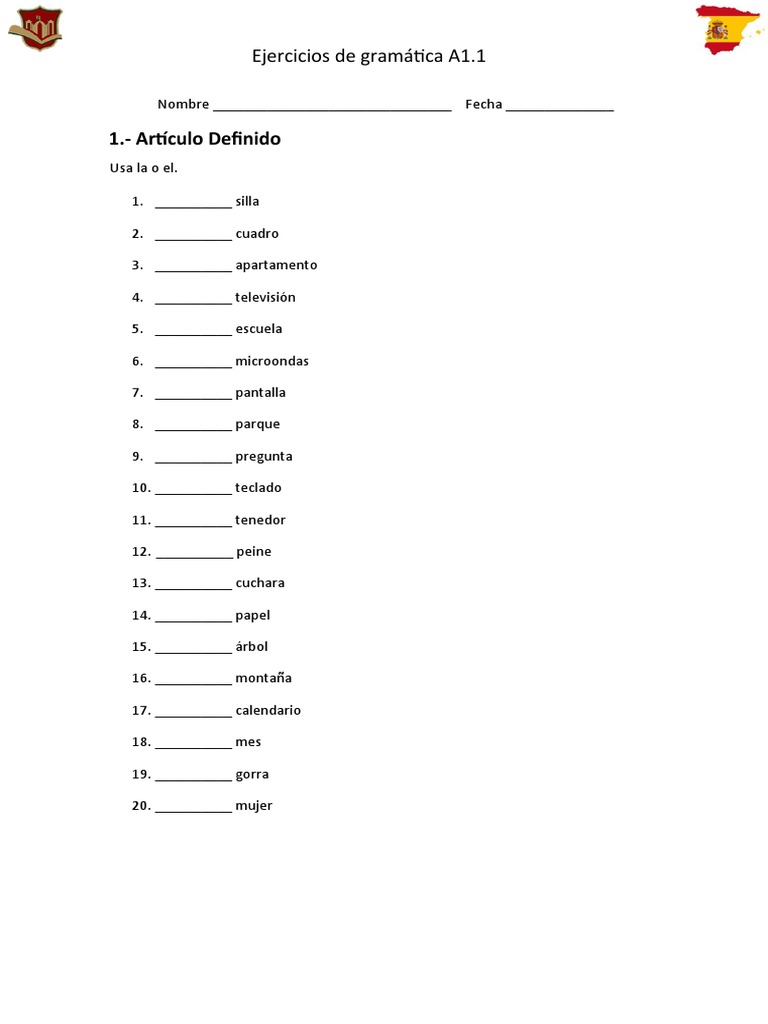 Actividades De Gramatica A1 Pdf