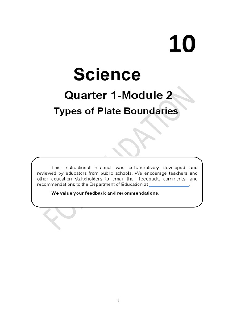 G10-Science-Q1-Module 2 | PDF | Plate Tectonics | Tectonics