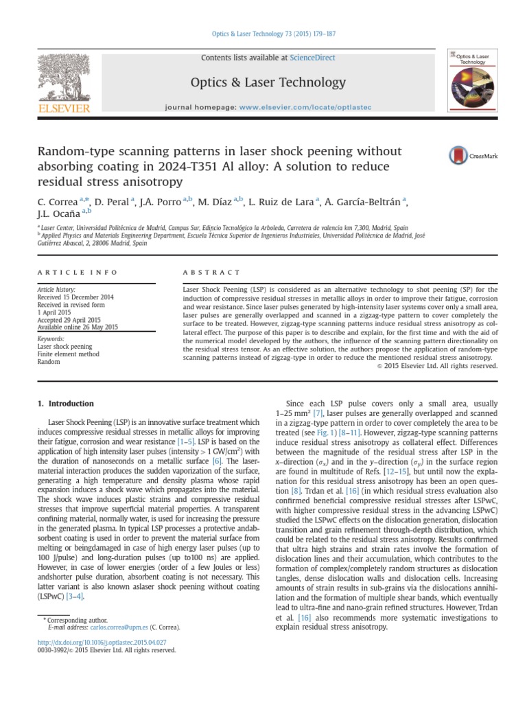 Random Scanning in Laser Shock Peening | PDF | Applied And ...