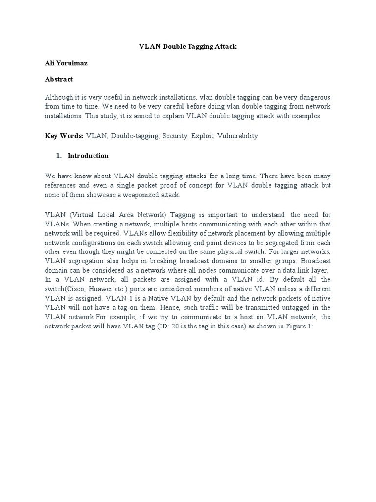 VLAN Double Tagging Attack PDF Transmission Control Protocol