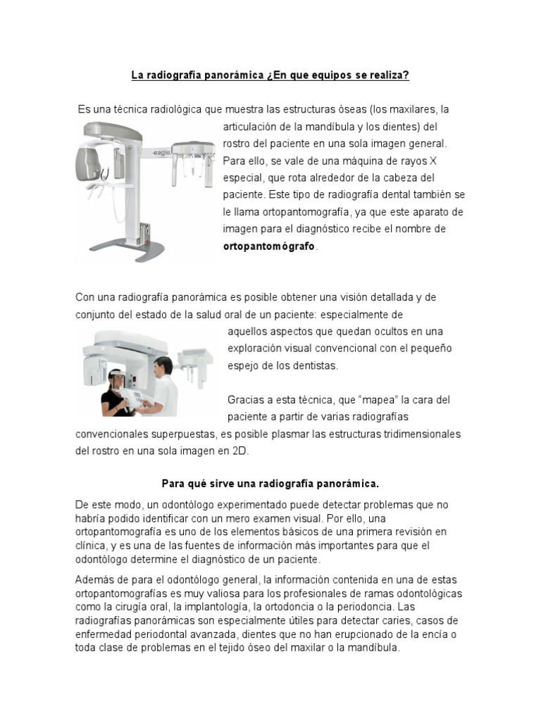 Radiografía Panorámica Dental: Proceso y Uso | PDF | Odontología ...