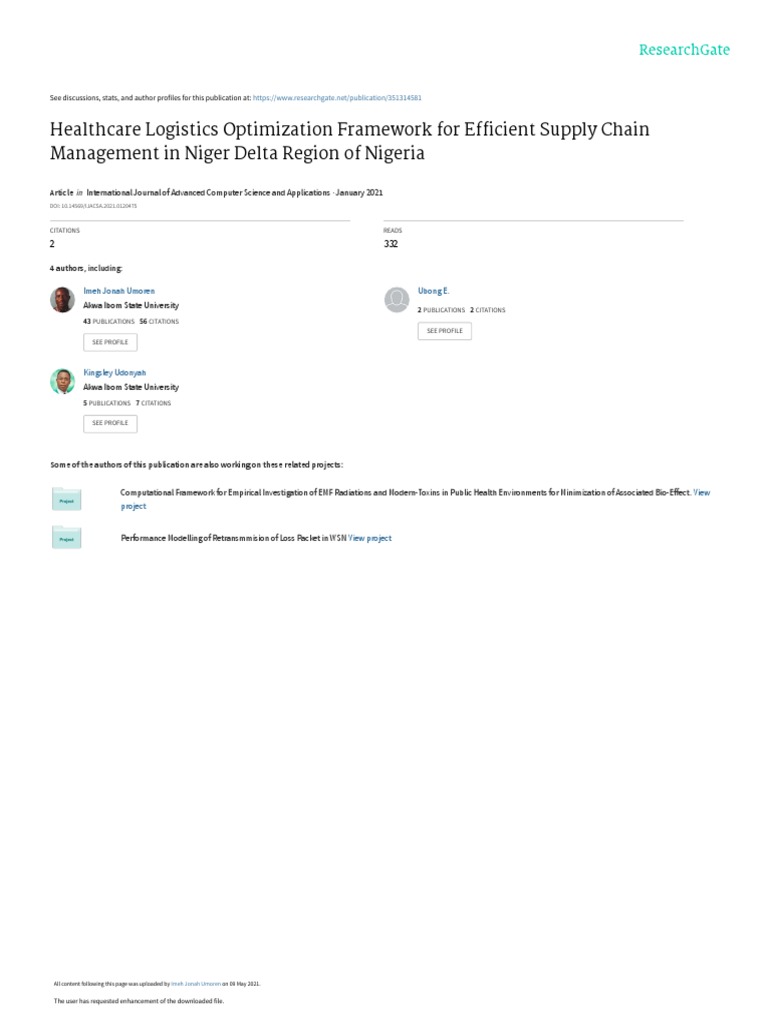 Healthcare Logistics Optimization Framework For Ef | PDF | Fuzzy Logic ...