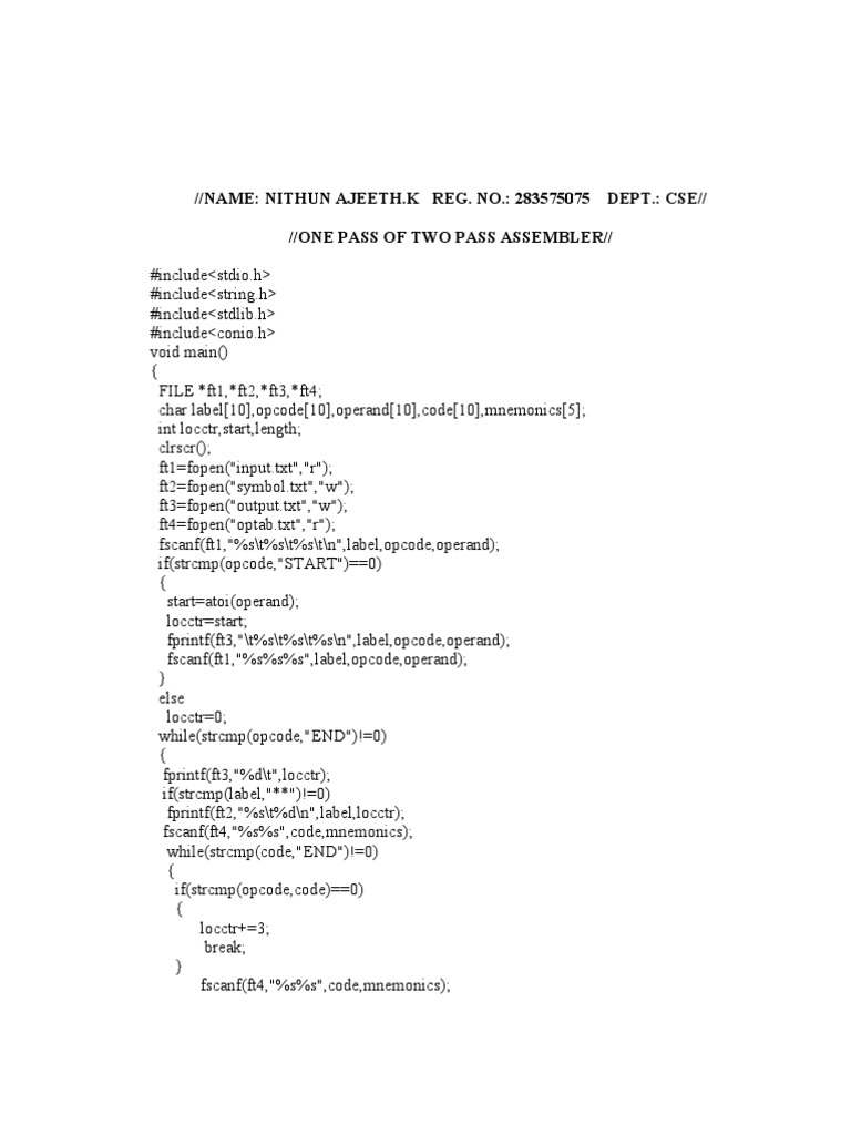 CSE Two-Pass Assembler Guide | PDF | Technology & Engineering