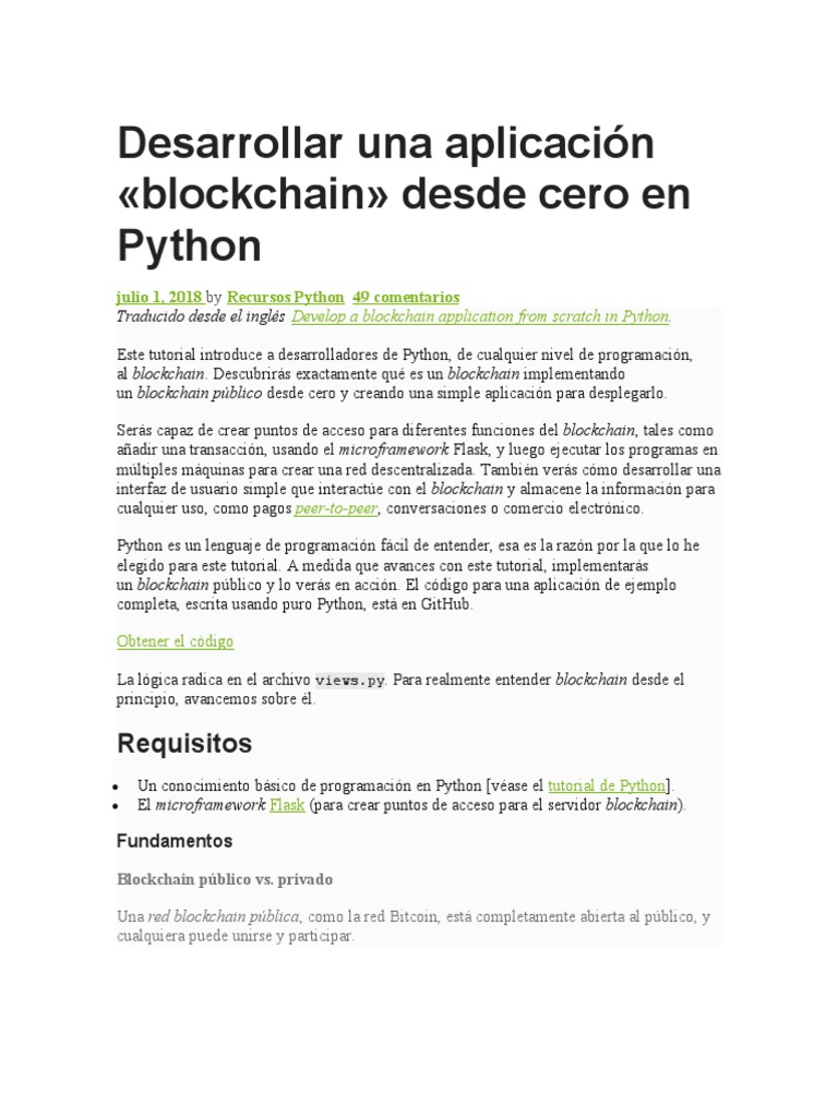 Blockchain en Python | PDF | Bitcoin | Python (lenguaje de programación)