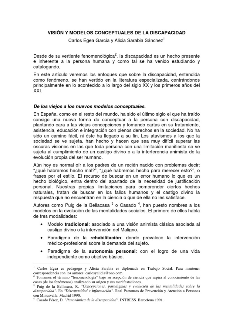 Modelos de Discapacidad y Normalización | PDF | Invalidez ...