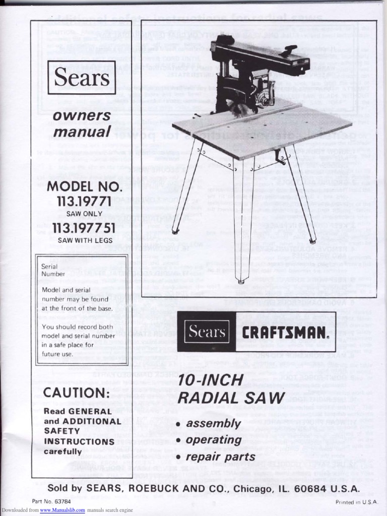 Sears Owners Manual PDF
