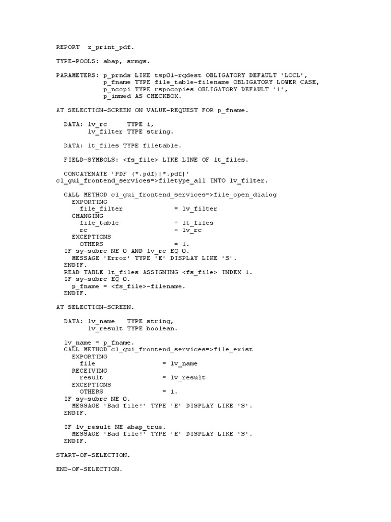 How to print PDF file content from ABAP in background | PDF | String ...