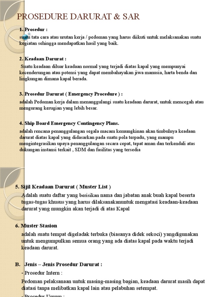 Prosedure Darurat & Sar (PP Arya) | PDF