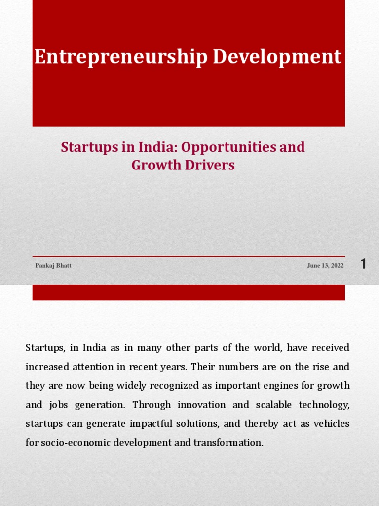 Startup Growth Drivers in India | PDF | Startup Company | Small ...