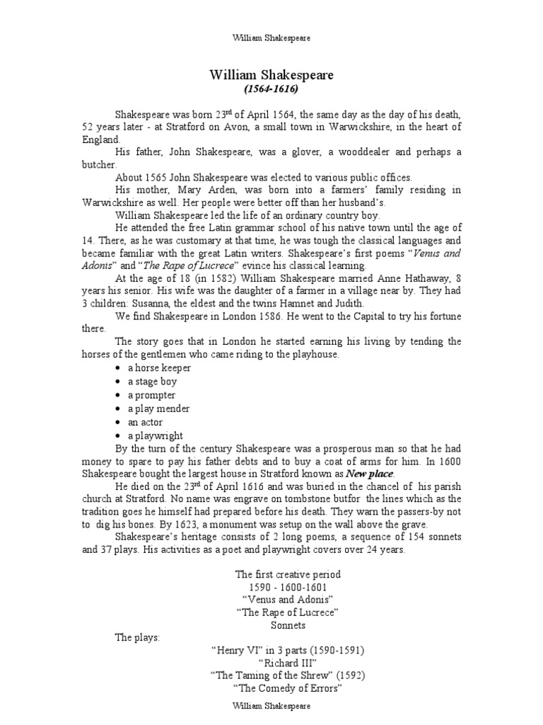 William Shakespeare | PDF | English Renaissance | William Shakespeare