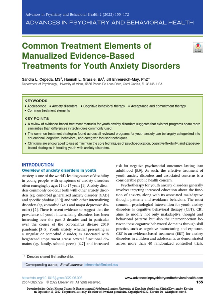 Common Treatment Elements of Manualized EvidenceBased Treatments For