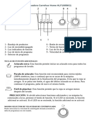 Manual Lavadora Carrefour Home HLF1005W11 | PDF