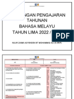 Rancangan Pengajaran Tahunan Bahasa Melayu TAHUN LIMA 2022 / 2023