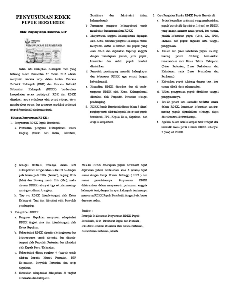 Penyusunan RDKK Pupuk Bersubsidi | PDF