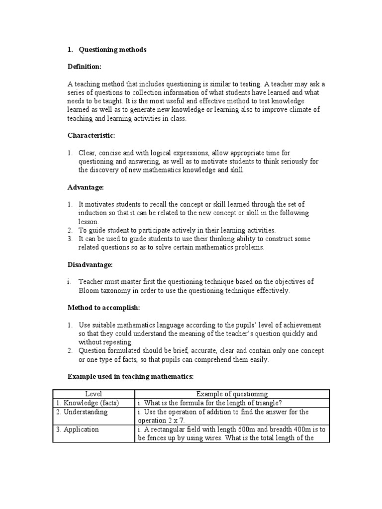 My Mathematics Teaching Methods | PDF