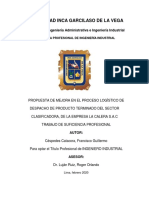 Propuesta de Mejora en El Proceso Logístico de Despacho de Producto Terminado Del Sector Clasificadora, de La Empresa La Calera S.A.C