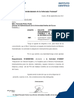 Oficio #0672-2022-Ic-Uac - Solicita Aprobacion de Requerimiento de Material Fungible y No Fungible para El Bioterio Automatizado PDF