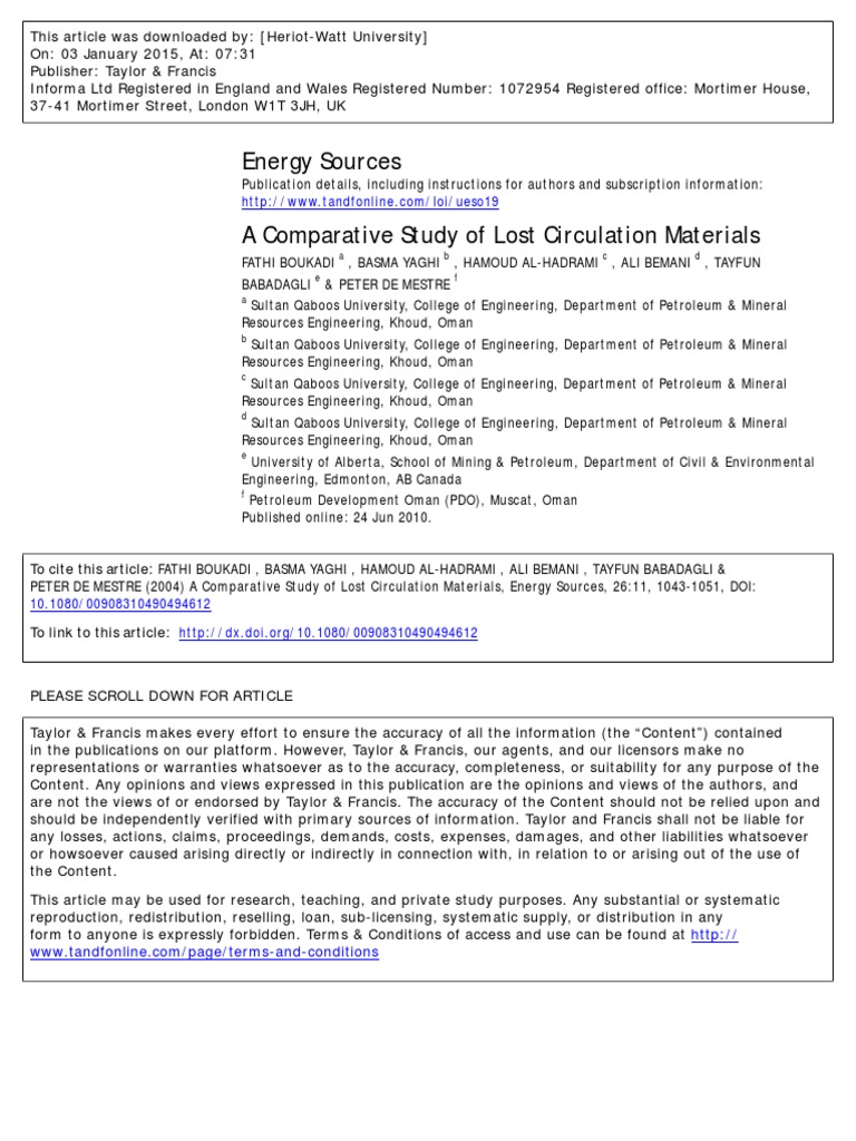 A Comparative Study Of Lost Circulation Materials Pdf Polyurethane