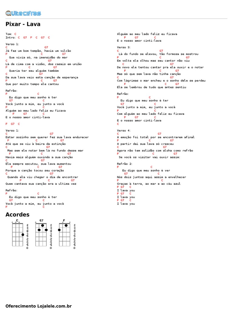 Pixar Lava (Uke Cifras) PDF