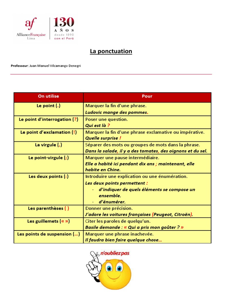 La ponctuation en français expliquée | PDF